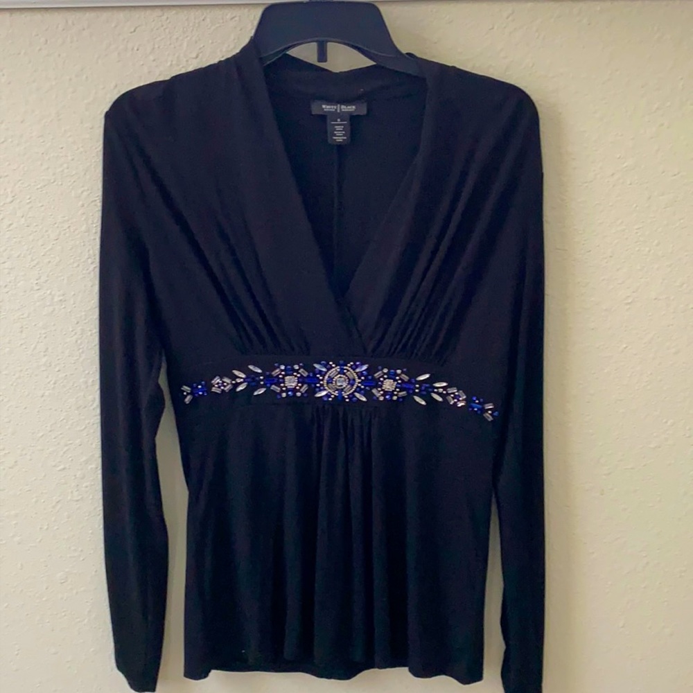 Long sleeve top with rhinestone waist